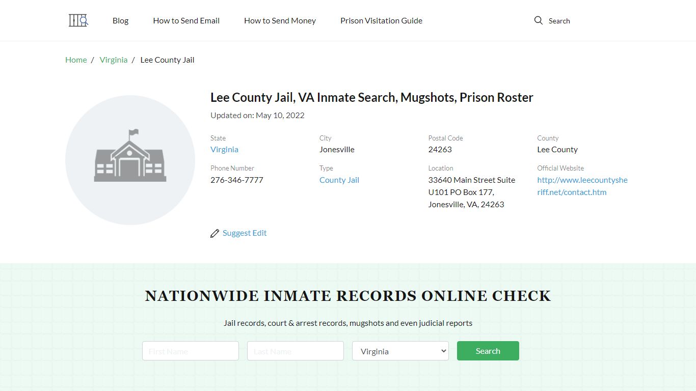 Lee County Jail, VA Inmate Search, Mugshots, Prison Roster ...